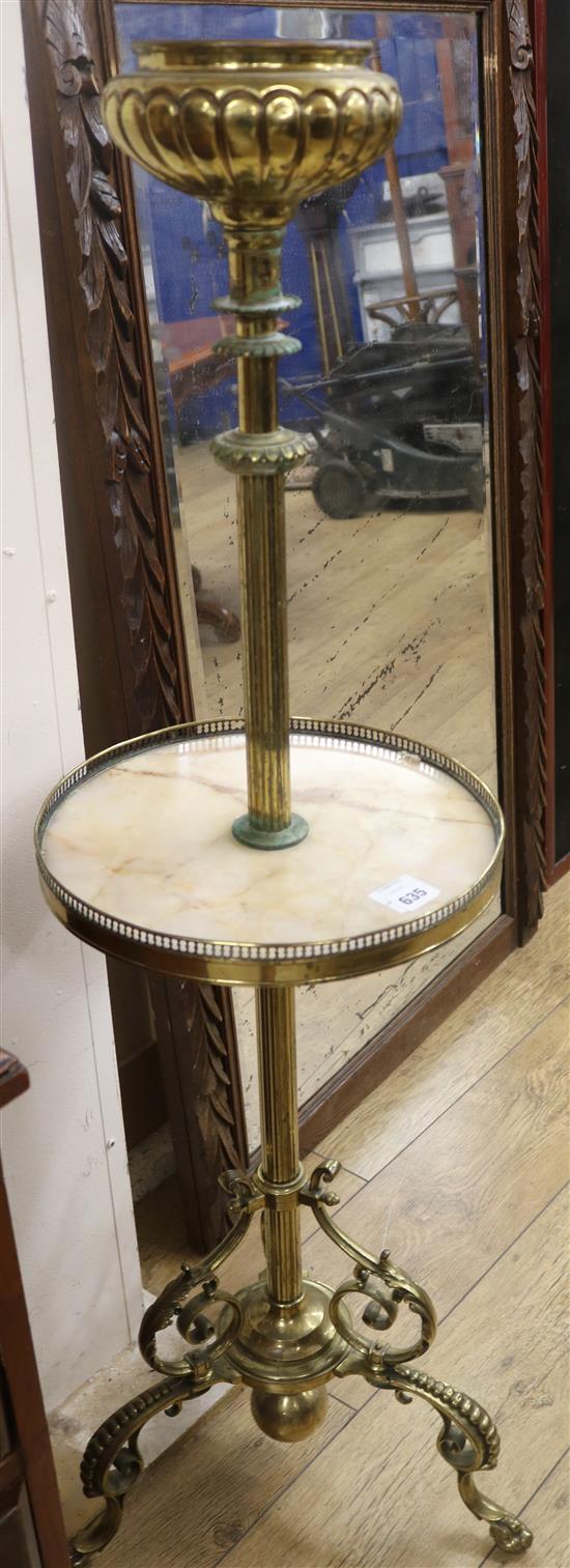 A 19th century French gilt brass adjustable lamp stand, H.125cm